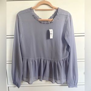NWT LOFT Sheer Lavender Peplum Top